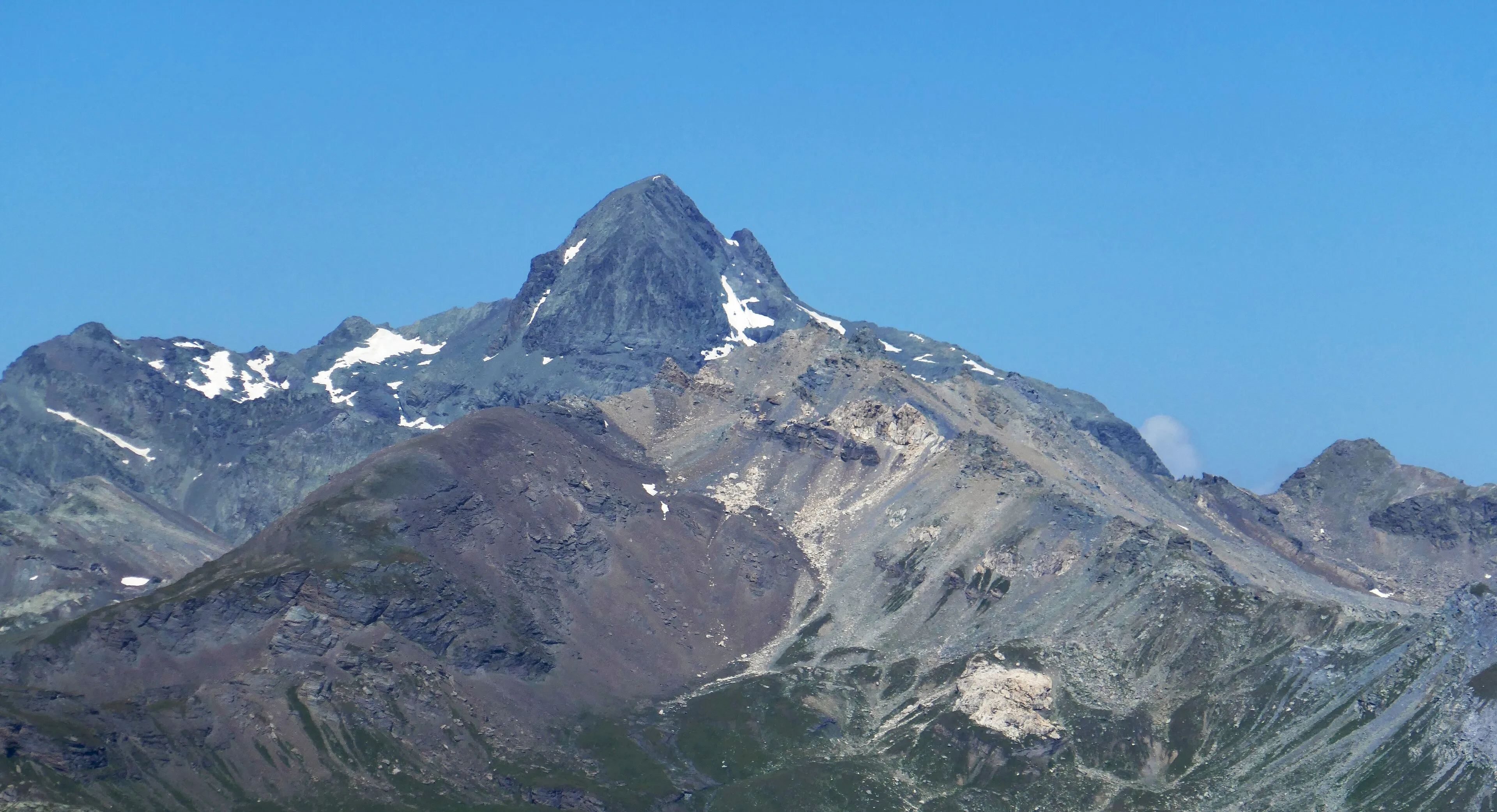 Piz Platta (3392 m) in the Grisons Alps, seen from Piz Lunghin.