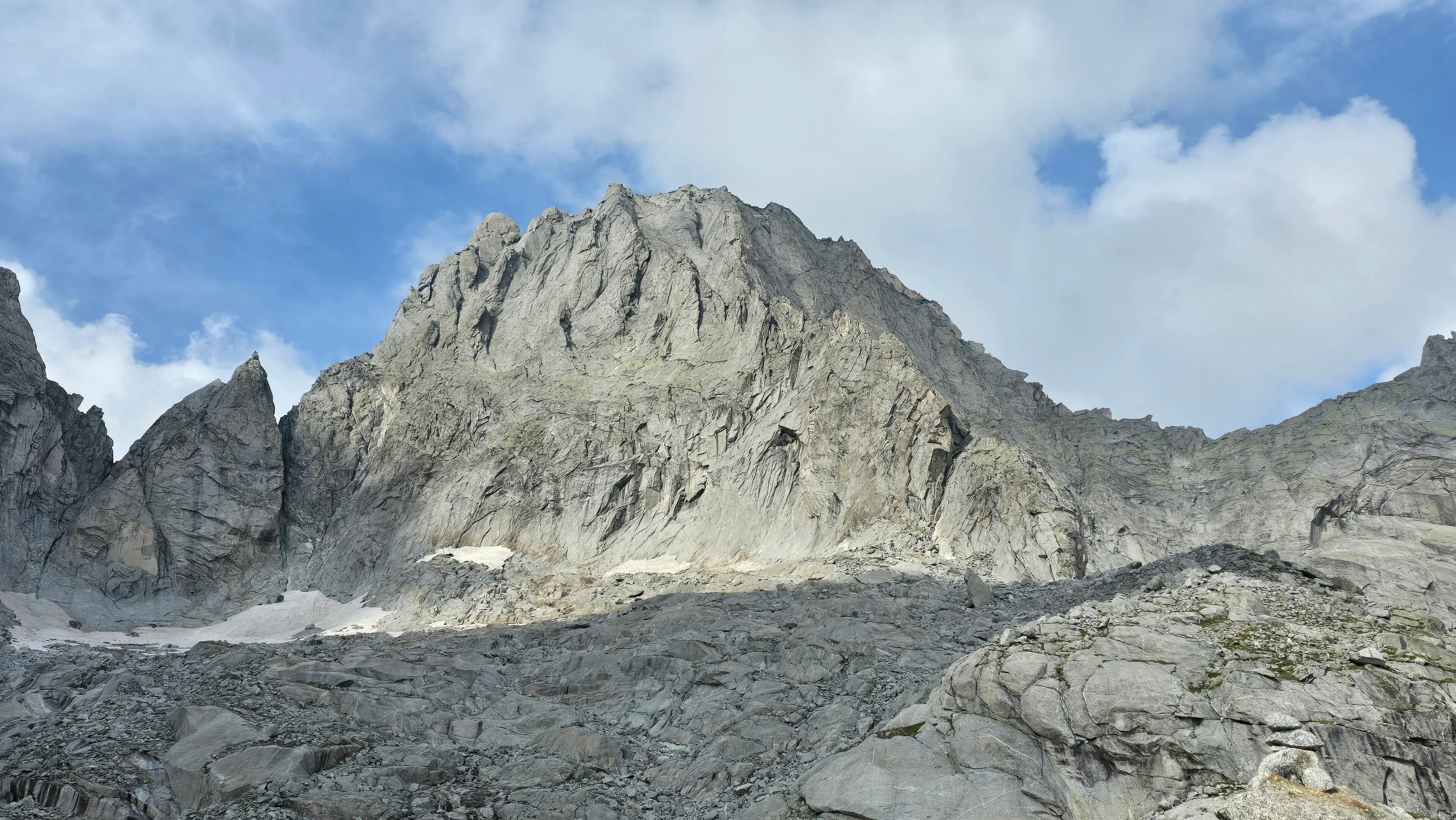 The Pizzo Badile in the Bregaglia, its famous granite face from the south.