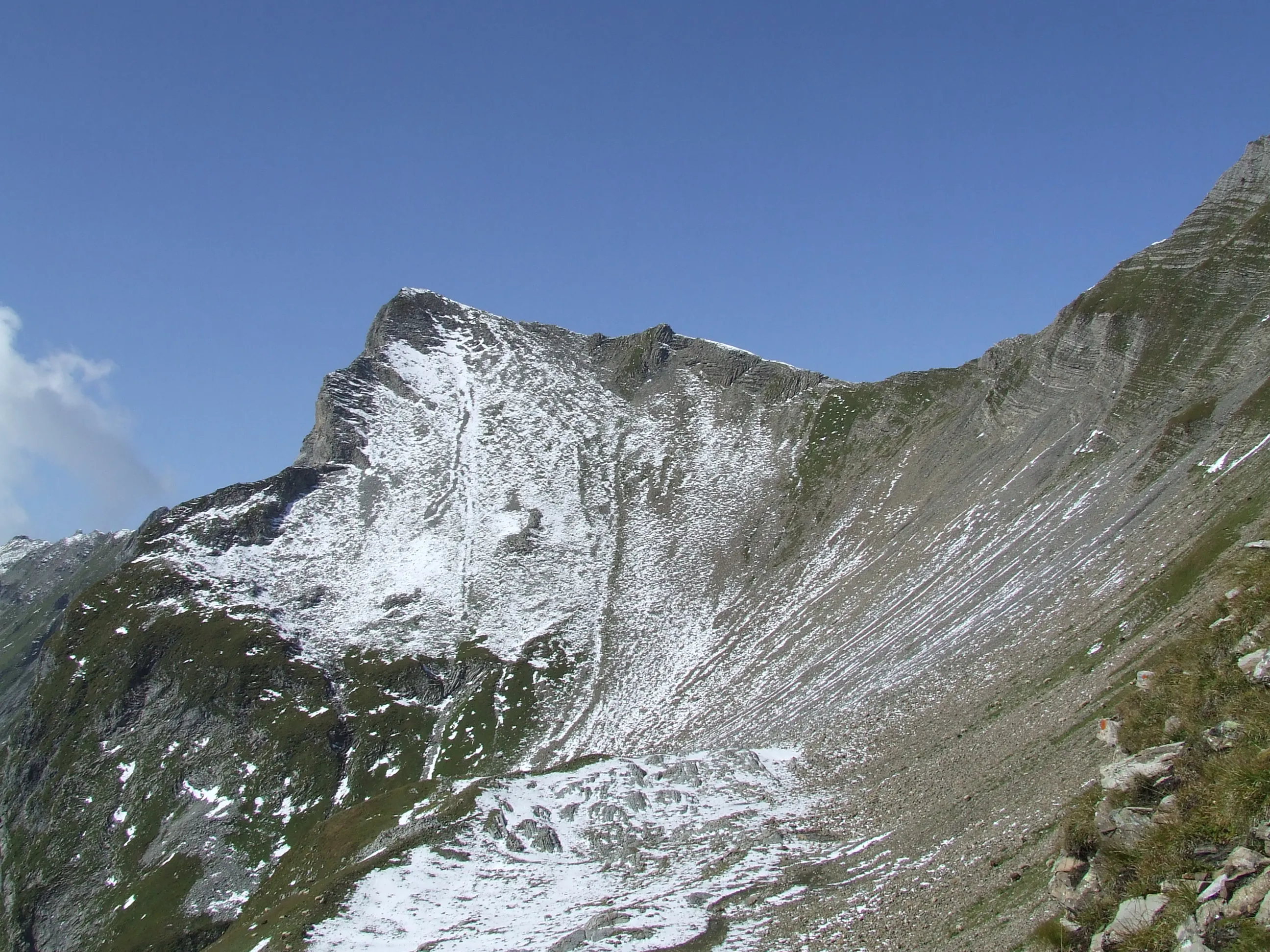 The Vorder Grauspitz, the highest peak of Liechtenstein, from the Swiss east side.