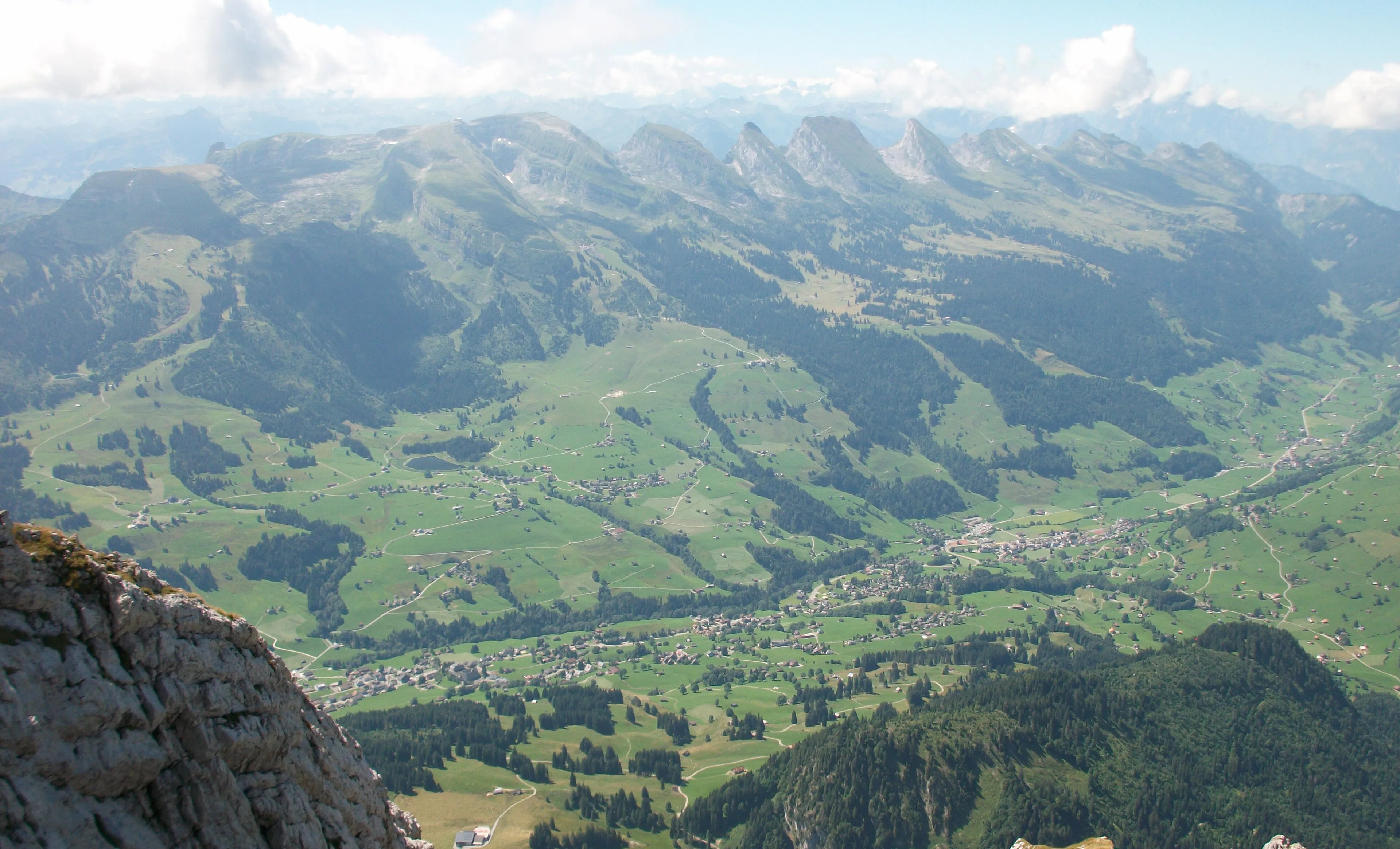 The Churfirsten above the Obertoggenburg near Unterwasser, in summer.
