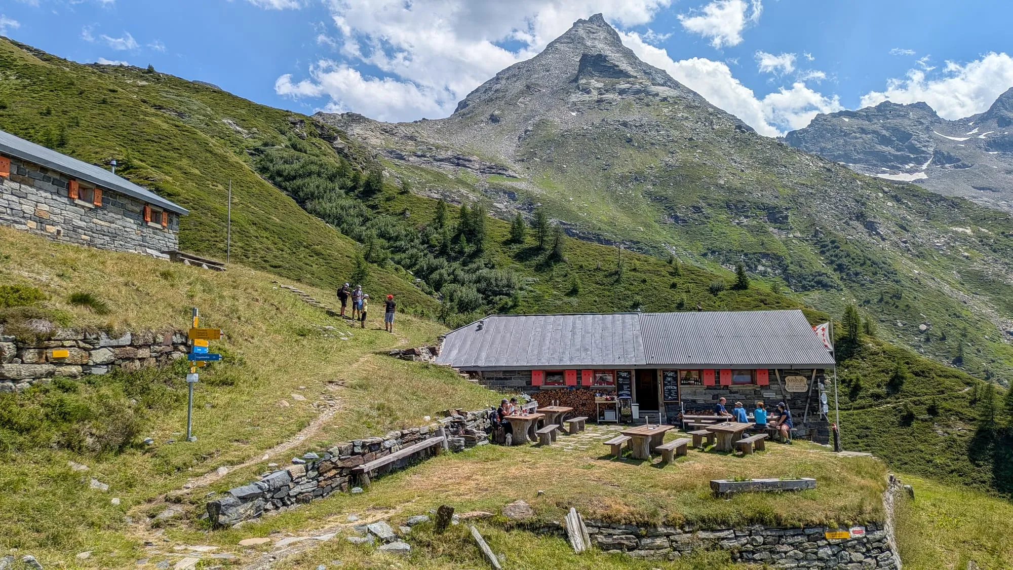 The Bortelhütte SAC hut above the Simplon area with the Fletschhorn rising behind.