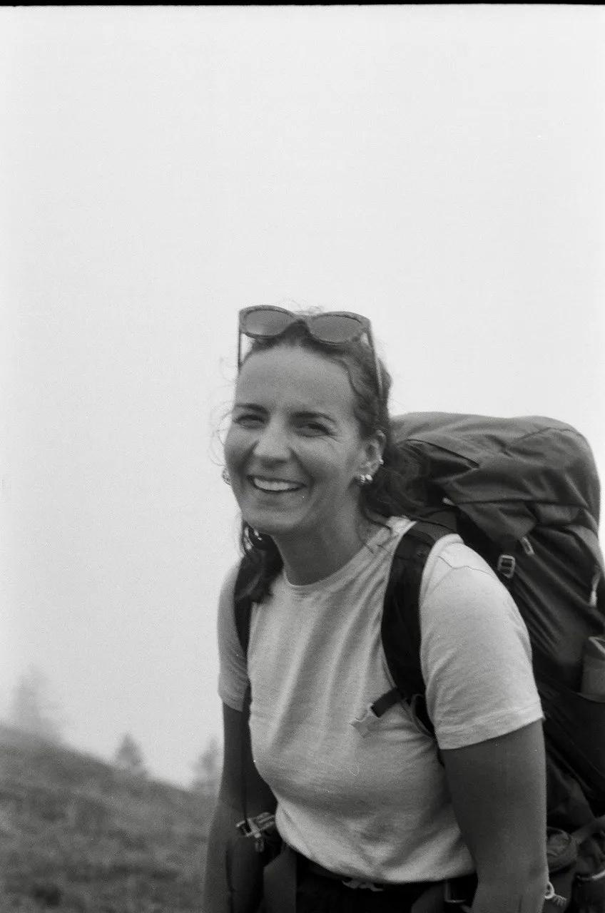 Cornelia hiking in the mountains.